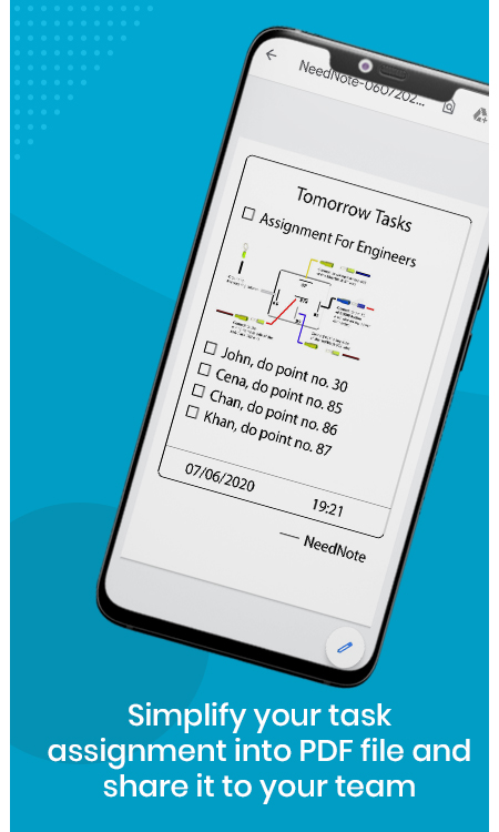 Simplify your task assignment into PDF file and share it to your team